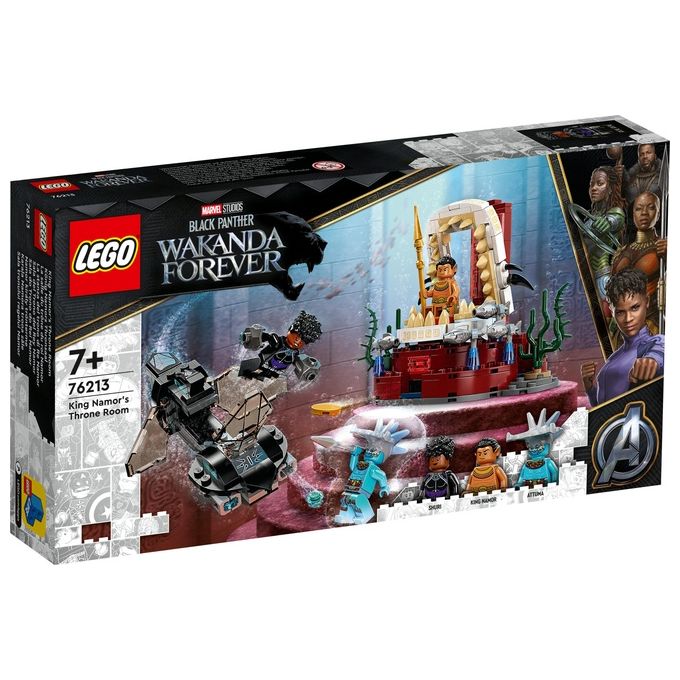 Lego 76213 Marvel La stanza del trono di Re Namor Set da costruzione Black Panther Wakanda Forever 3 Minifigure Shuri Attuma Re Namor