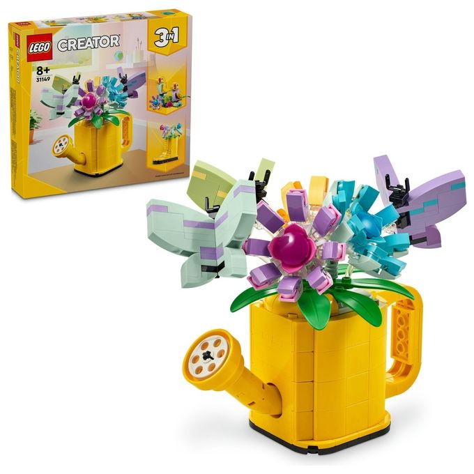 LEGO Creator 31149 3in1 Innaffiatoio con Fiori Finti Trasformabile in Stivale o in 2 Uccelli con Trespolo, Giochi per Bambini 8+
