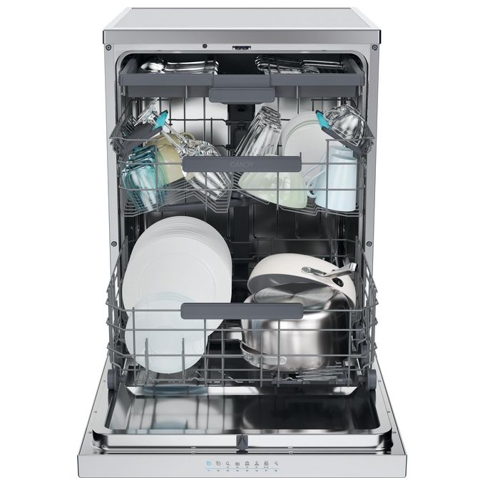 Candy RapidÓ CF 6C4F1X Lavastoviglie libera installazione 16 Coperti Wi-Fi  BLE Connesso 8 Programmi Smart Basket e Smart Door Classe C Inox