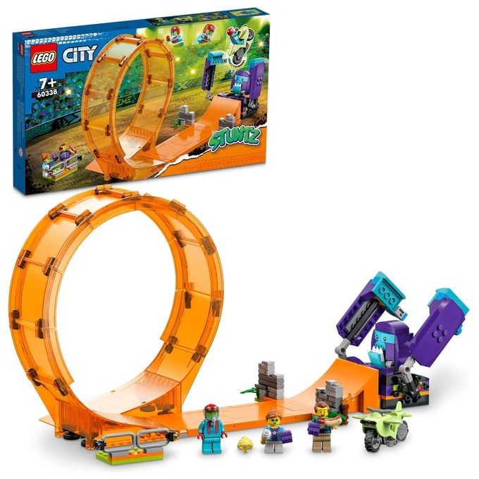 LEGO 60338 City Stuntz Giro della Morte dello Scimpanzé Set da Costruzione con Moto Carica e Vai Minifigure e Scimpanzé Meccanico colore Multicolore