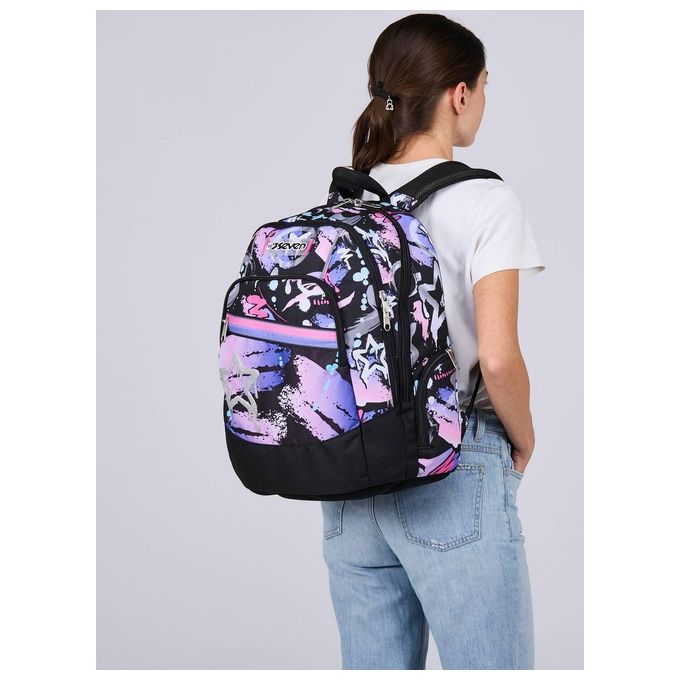 Seven Zaino Scuola Advanced Mark On Girl Nero Fucsia