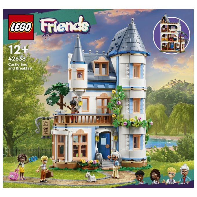 LEGO Friends Bed And Breakfast al Castello Giochi per lo Sviluppo Sociale per Bambine e Bambini da 12 Anni Hotel Giocattolo da Costruire Albergo a 3 Paini con 4 Personaggi Cane e Accessori 42638