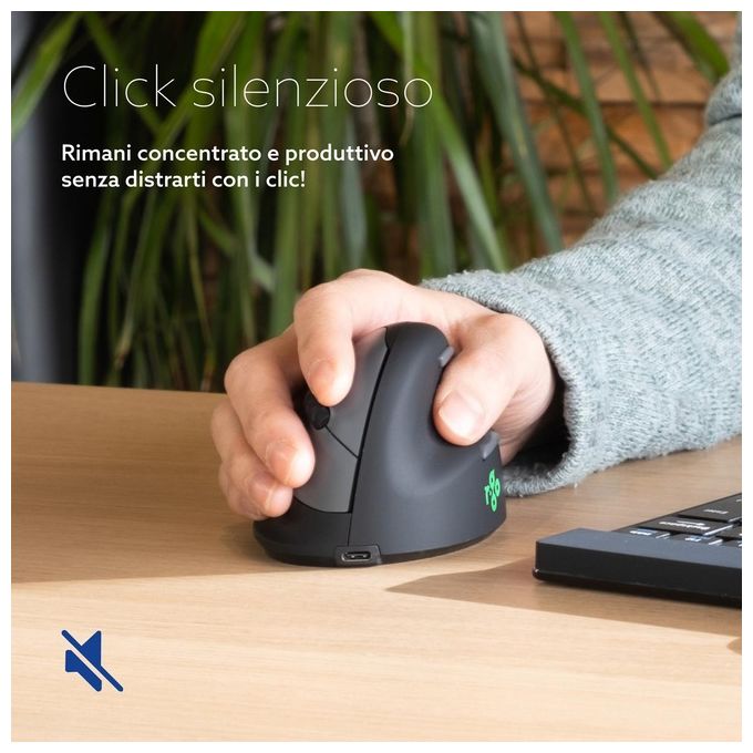 R Go Tools RGOHEWL R-Go HE Mouse Ergonomico Senza Fili Bluetooth 5.0 5 Pulsanti DPI Regolabile Fino a 2400 Silenzioso Ricaricabile Compatibile Windows Mac Linux colore Nero
