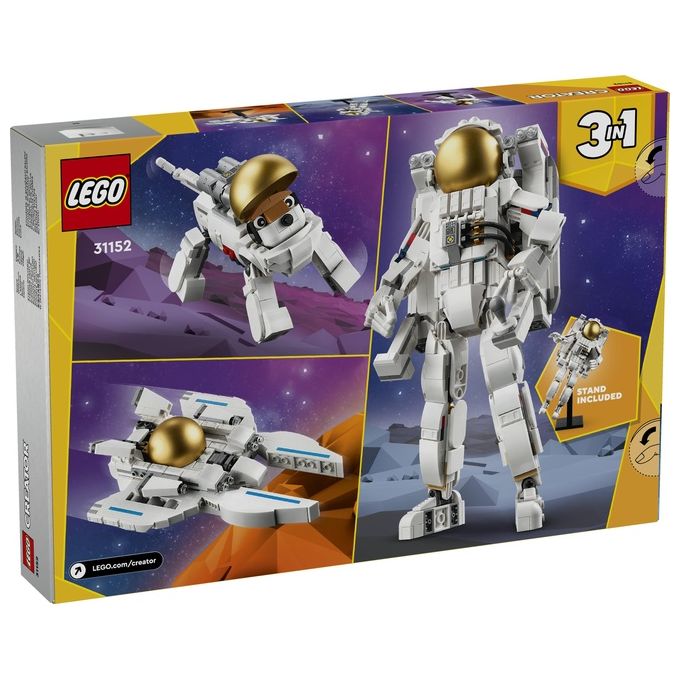 Lego 31152 Creator Set da costruzione 3 in 1 Astronauta Cane Spaziale Astronave Viper Jet 647 pezzi 9+ anni colore Multicolore