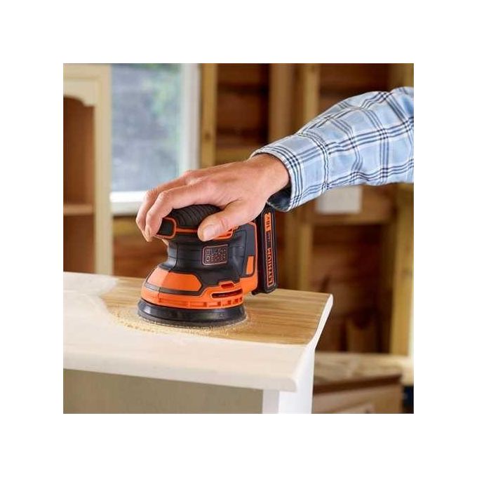Black+Decker Levigatrice Rotorbitale Palmare con Batteria Litio 18v 1,5 ah con Sacchetto Raccoglipolvere