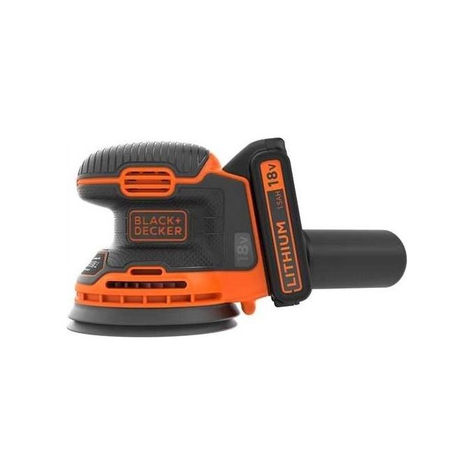 Black+Decker Levigatrice Rotorbitale Palmare con Batteria Litio 18v 1,5 ah con Sacchetto Raccoglipolvere