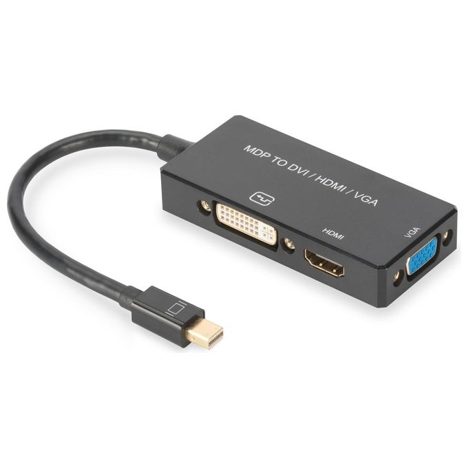 Assmann Adattatore Video 3 in 1 Connettore Mini DP Maschio a Hdmi Dvi e Vga
