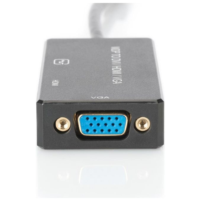 Assmann Adattatore Video 3 in 1 Connettore Mini DP Maschio a Hdmi Dvi e Vga
