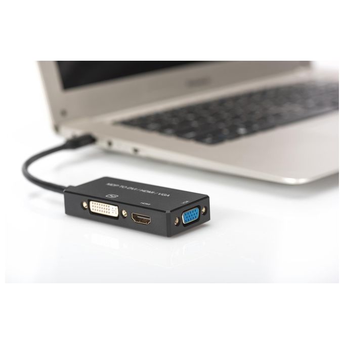 Assmann Adattatore Video 3 in 1 Connettore Mini DP Maschio a Hdmi Dvi e Vga