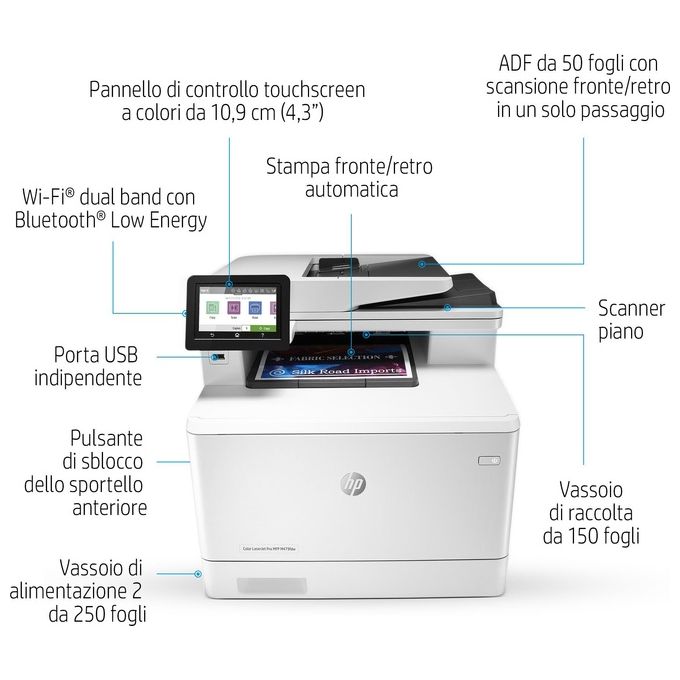 HP Color LaserJet Pro M479fnw Stampante Multifunzione Laser 27ppm 600x600 Dpi A4 Wi-Fi