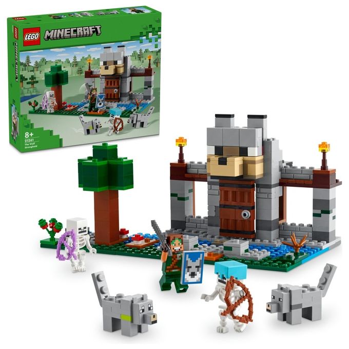 LEGO Minecraft Il Castello del Lupo Giocattolo da Costruire con il Personaggio del Domatore 2 Animali e 2 Scheletri con Armi Giochi di Ruolo per Bambini e Bambine da 8 Anni in su Idea Regalo 21261