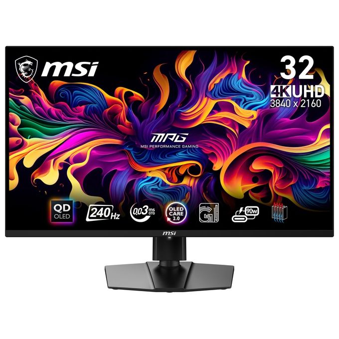 MSI MPG 321URX QD-OLED 315'' 4K UHD Gaming Monitor Pannello OLED Quantum Dot 3840 x 2160 240Hz - 003ms 99% DCI-P3 ΔE≤2 DisplayHDR True Black 400 KVM RGB DP 1.4a HDMI 2.1 USB Type-C