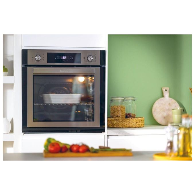Candy FCNE825XL WIFI Forno Elettrico Multifunzione Capacita' 70 Litri Classe energetica A+ 8 funzioni Timer Touch Softclose Castelletto e guide telescopiche Aquactiva Wifi 60 cm Inox