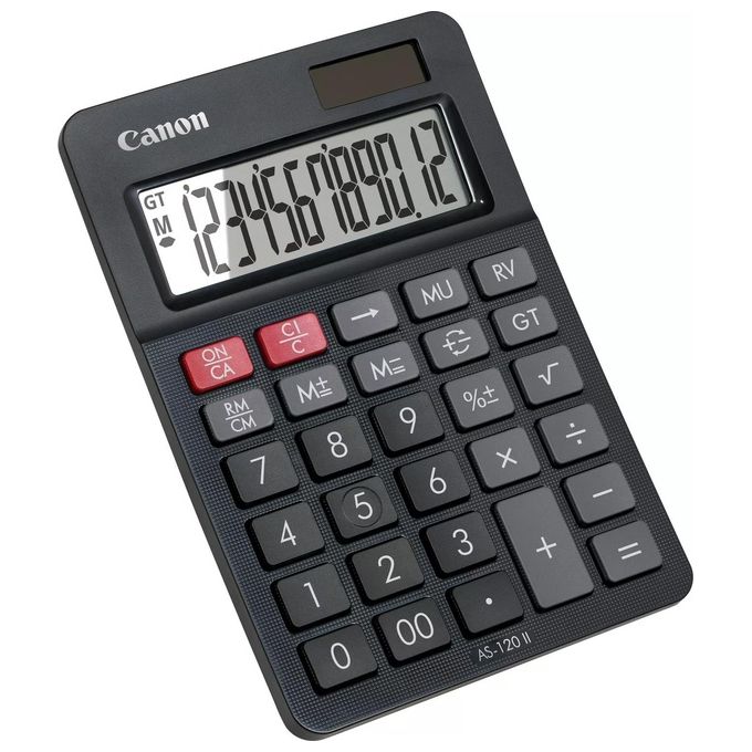 Canon AS-120II Calcolatrice da Tavolo Display LCD 12 cifre Doppia Alimentazione Solare Batteria colore Blu