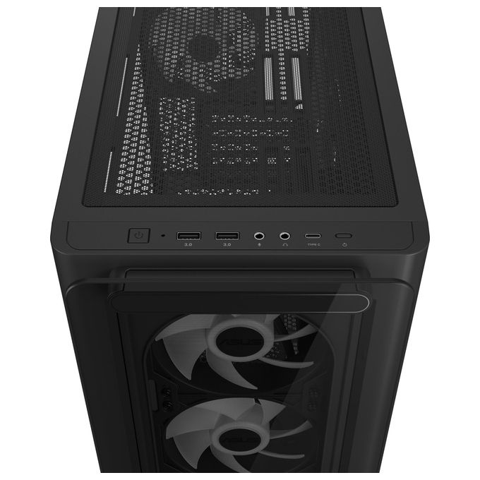ASUS A23 PLUS TG ARGB BLACK Case Micro-ATX Supporto per Schede Madri con Connettori Nascosti Radiatori da 360 mm e Schede Grafiche da 380 mm 4 Ventole ARGB Preinstallate Nero
