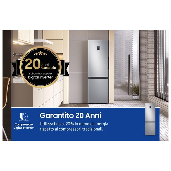 Samsung RB34C672DSA Frigorifero Combinato EcoFlex AI 344 Litri Classe D No Frost 185 cm All Around Cooling Silver Inox