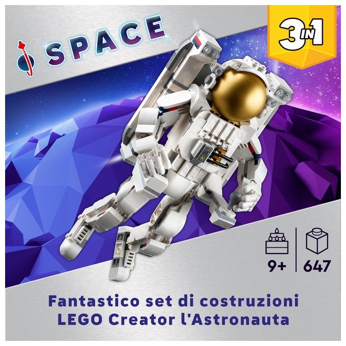 Lego 31152 Creator Set da costruzione 3 in 1 Astronauta Cane Spaziale Astronave Viper Jet 647 pezzi 9+ anni colore Multicolore