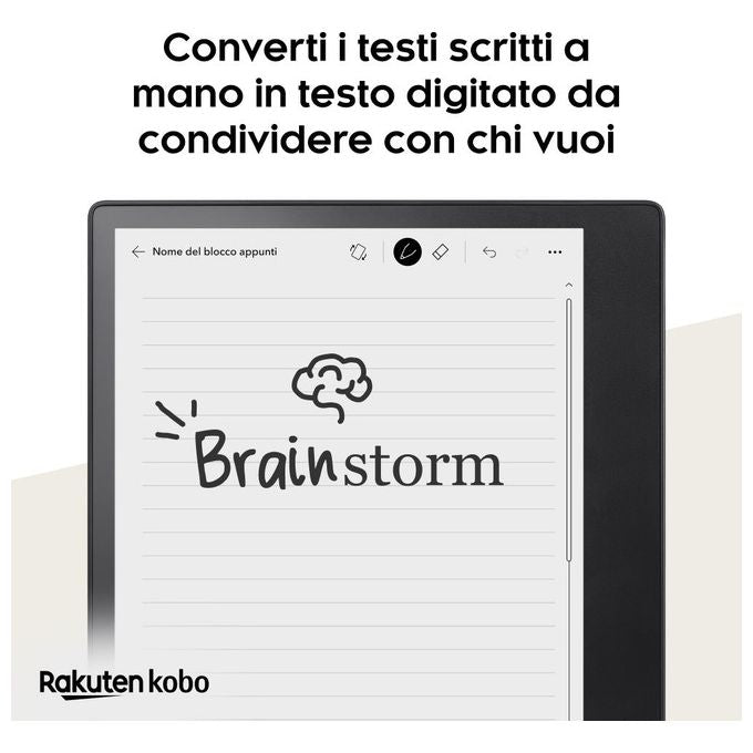 Kobo Elipsa 2E eReader Display 10,3'' Carta E Ink 1200 Multiformato Audiolibri 32Gb Stylus 2 inclusa Nero