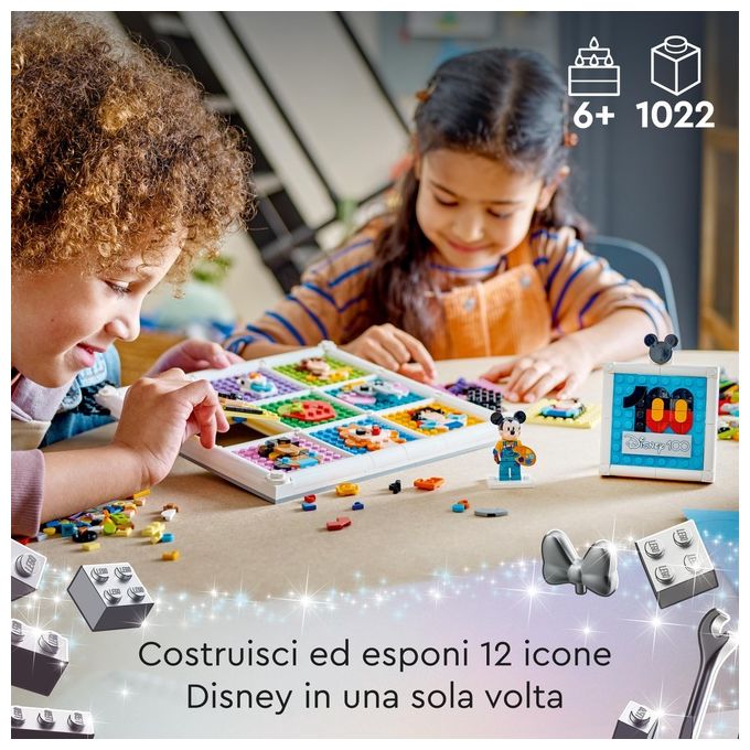 LEGO Disney 43221 100 Anni di Icone Disney, Set Arti e Mestieri con Personaggi, 72 Mosaici da Creare e Minifigure di Topolino