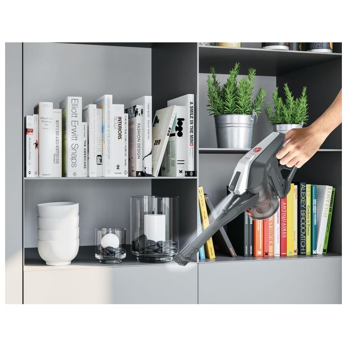 Hoover HF322AFP 011 Scopa Elettrica senza Filo senza Sacco Capacita' 0,7 Litri Autonomia 40 minuti Grigio-Rosso