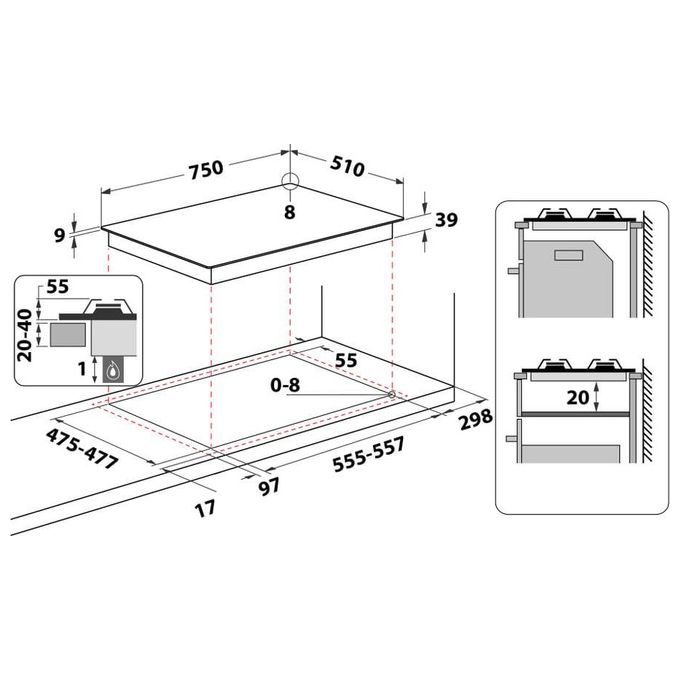Hotpoint Ariston PCN 752 T AS HA Piano Cottura a Gas 5 Zone Diamond Clean 75 cm Acciaio Inox