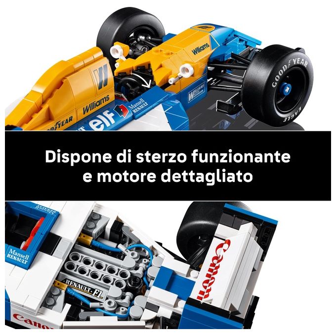 LEGO Icons Williams Racing FW14B e Nigel Mansell - Modellino di Auto F1 da Costruire con Minifigure del Pilota da Collezione, Trofeo e Supporto da Esposizione, Idea Regalo Adulti, Uomo o Donna 10353