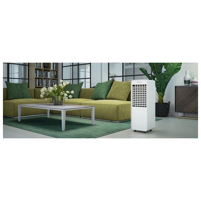 Olimpia Splendid Peler 10 Wi-Fi - Ventilatore a torre, altezza 77 cm, 3 velocita', raffrescatore evaporativo con serbatoio da 10 L, Wi-Fi, timer 2-4-8 h, 60 W, 55 dB, Bianco