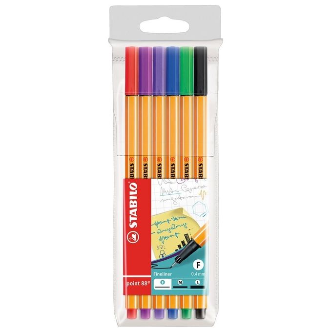 Fineliner - STABILO point 88 - Astuccio da 6 - Colori assortiti