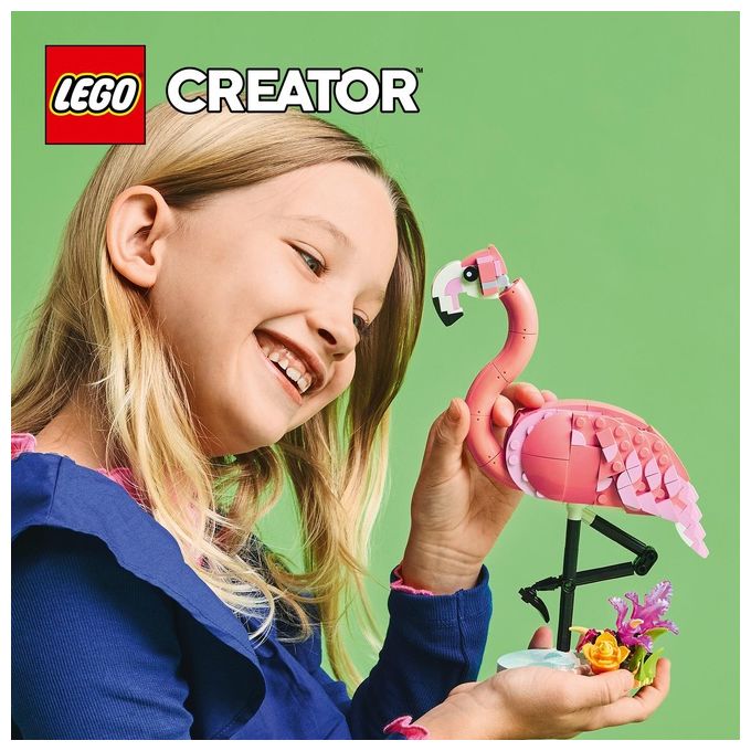 LEGO Creator 3 in 1 Animali Selvatici: Fenicottero Rosa Giocattolo - Si Trasforma in Uccello Cacatua o in Axolotl - Animali da Costruire per Bambini e Bambine da 8 Anni - Regalo di Compleanno 31170