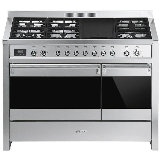 Smeg A3-81 Cucina a Gas con Forno Elettrico Multifunzione Termoventilato + Statico Estetica Classica 6 Fuochi Griglie in Ghisa Classe energetica A-B 120x60 cm Acciaio Inox