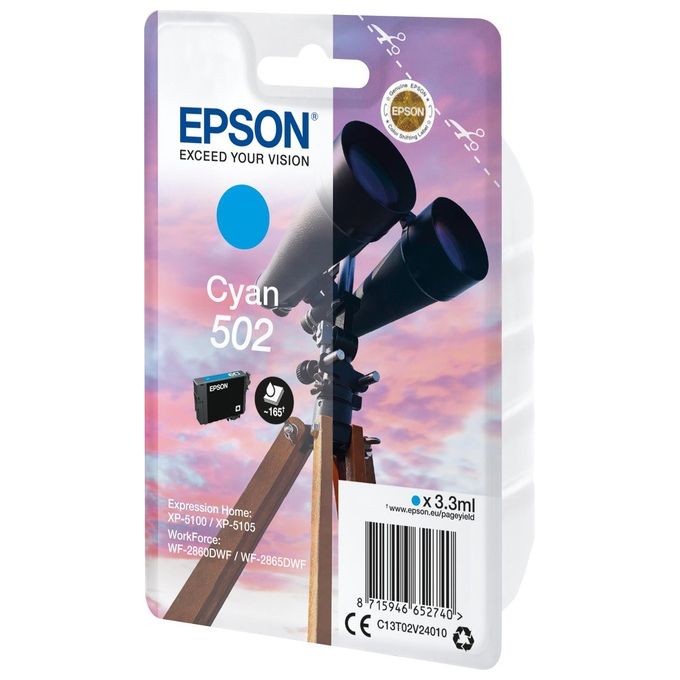 Epson 502 Serie Binocolo Cartuccia Originale Getto d'inchiostro Ciano