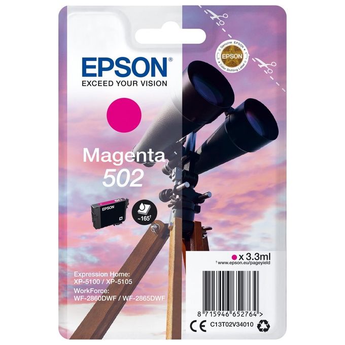 Epson 502 Serie Binocolo Cartuccia Originale Getto d'inchiostro Magenta