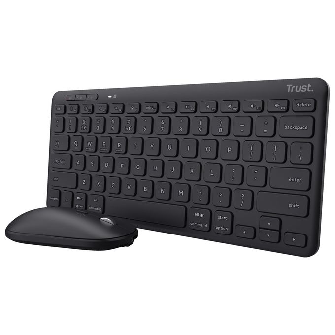 Trust Lyra Tastiera Mouse Incluso RF Senza Fili e Bluetooth QWERTY Italiano Nero