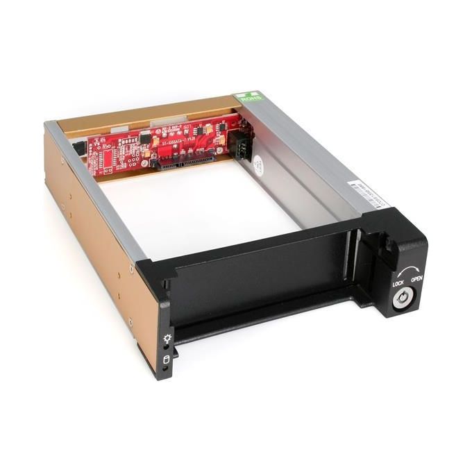 StarTech Cassetto rack portatile per disco rigido SATA da 5,25, robusto, in alluminio e di colore nero