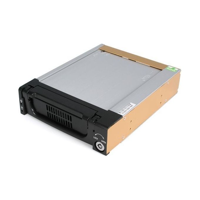 StarTech Cassetto rack portatile per disco rigido SATA da 5,25, robusto, in alluminio e di colore nero