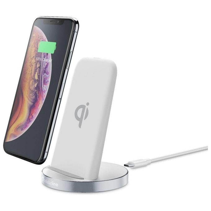 Cellular Line Wireless Fast Charger Stand Kit per iPhone X Bianco