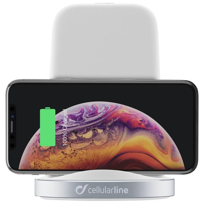 Cellular Line Wireless Fast Charger Stand Kit per iPhone X Bianco