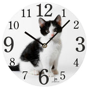 Lowell Orologio da Parete Cat in Vetro Tondo 33,5cm Serigrafato
