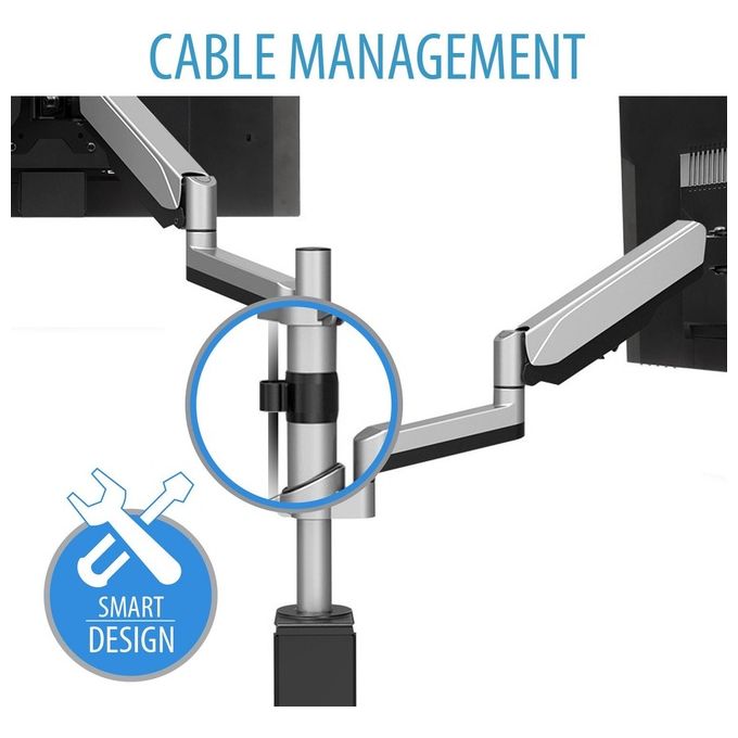 V7 DM1DTA-1E Doppia Staffa Monitor Regolazione 2 Monitor da 17''-32