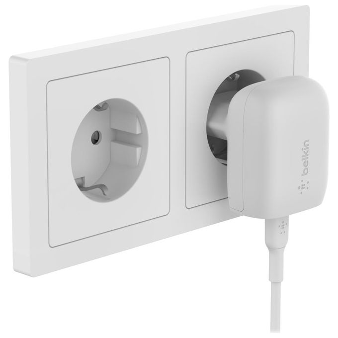 Belkin WCA006vf1MWH-B5 Caricabatterie da Parete con Pps Porta Usb-C PD 20W 1mt Pvc Bianco