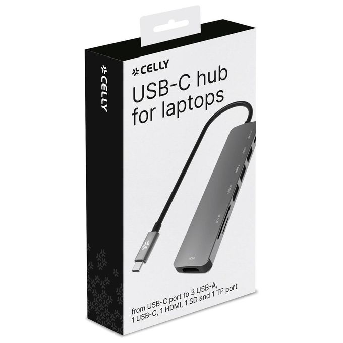 Celly Hub Usb-C a 3 1 Usb-C 1 Hdmi 1 Tf 1 Sd