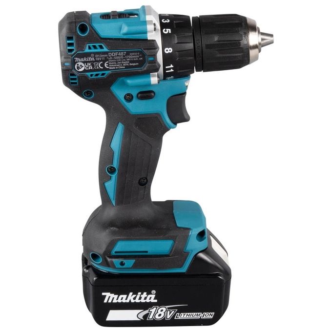 Makita DDF487RFE3 Trapano Avvitatore con 3 Batterie Incluse, Carica Batterie Incluso e Valigetta