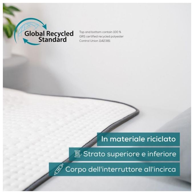 Beurer Scaldaletto UB 60 Green Planet Coprimaterasso Termico Singolo 130x75cm Poliestere 6 Livelli