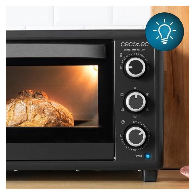 Cecotec Forno BakeandToast 3090 Black Gyro 30 Litri 1500W 5 Funzioni con Girarrosto