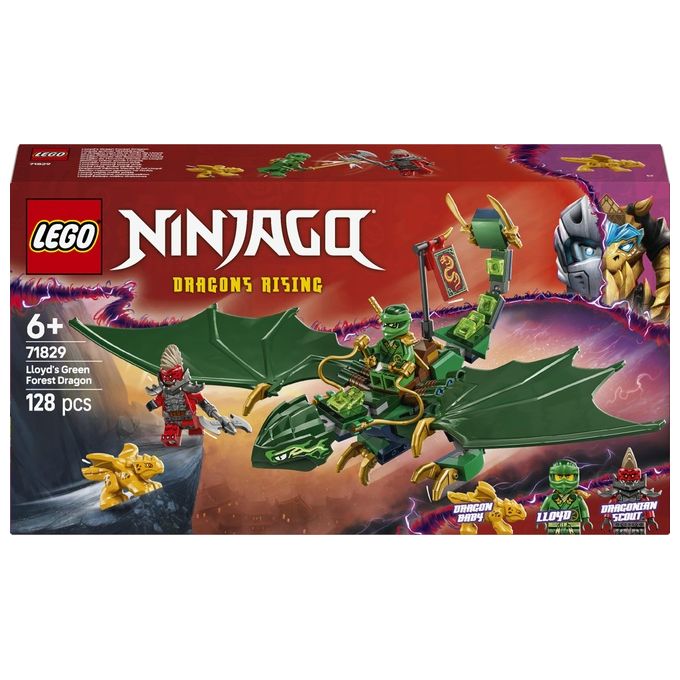LEGO NINJAGO Drago della Foresta Verde di Lloyd - Figura Giocattolo Snodabile da Costruire Set con 2 Minifigure Armi e Cucciolo Dorato Giochi per Bambini e Bambine da 6 Anni Idea Regalo 71829