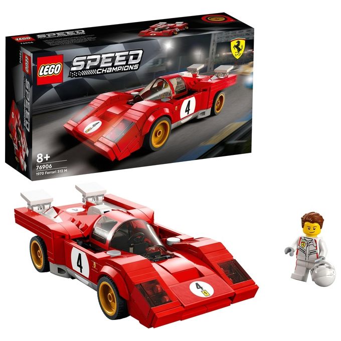 LEGO Speed Champions 76906 1970 Ferrari 512 M, Macchina Giocattolo da Corsa, Auto Sportiva Rossa, Modellismo da Collezione