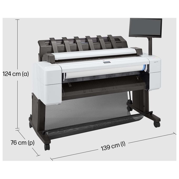 HP 3XB78A#B19 DesignJet T2600 Stampante Multifunzione Getto Termico d'Inchiostro Colore 36 pollici Risoluzione 2400 x 1200 DPI Connettivita' Ethernet LAN Scansione Integrata PostScript 3 HDD 500 GB colore Nero