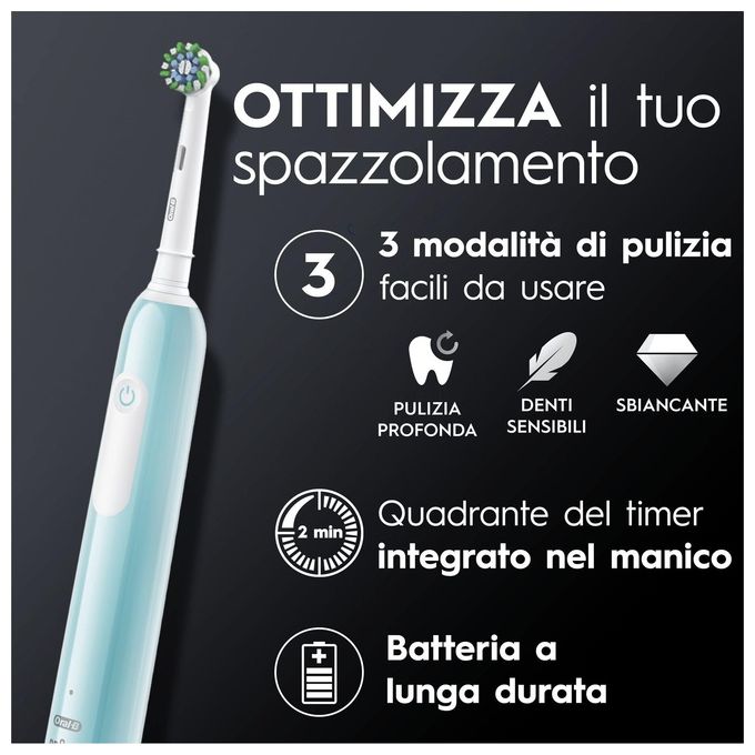 Oral B spazzolino elettrico ricaricabile series 1 blu con timer e 2 testine