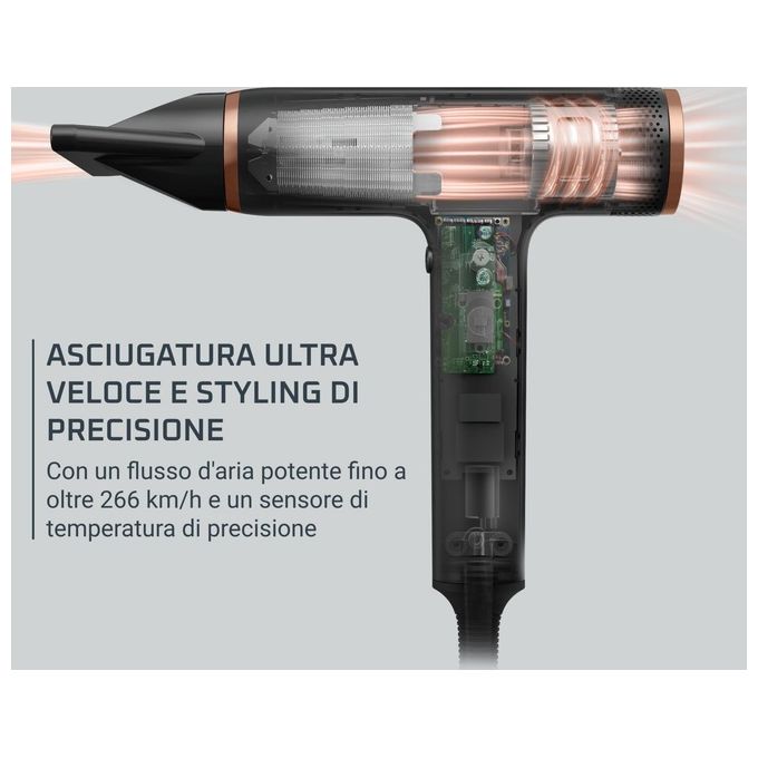 Rowenta HY8310 Asciugacapelli Phon Potenza 1700W 3 Velocita' 3 Temperature colore Nero Nano