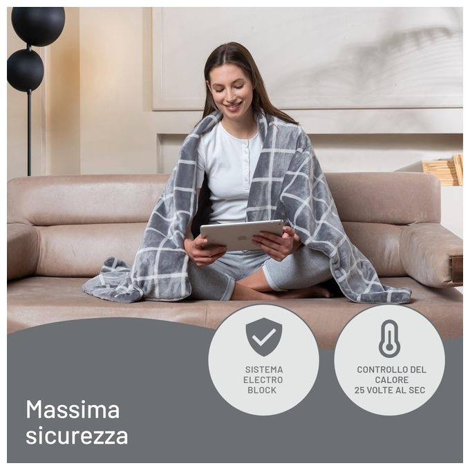 Imetec Adapto Velvet Square Plaid Riscaldabile 150x95cm